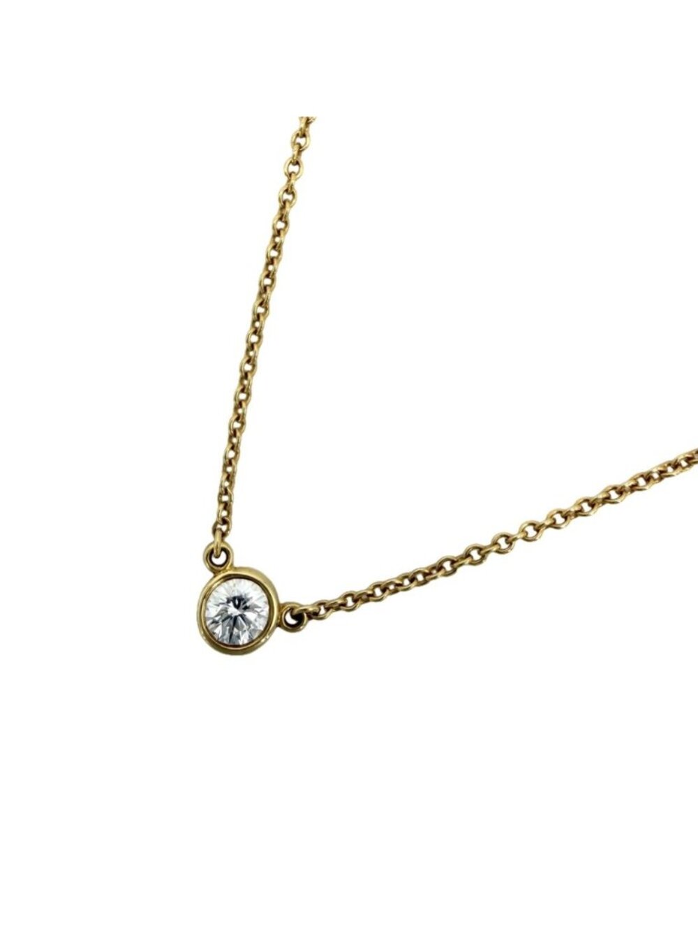 Tiffany & Co Necklace by the Yard Single Diamond Pendant YG